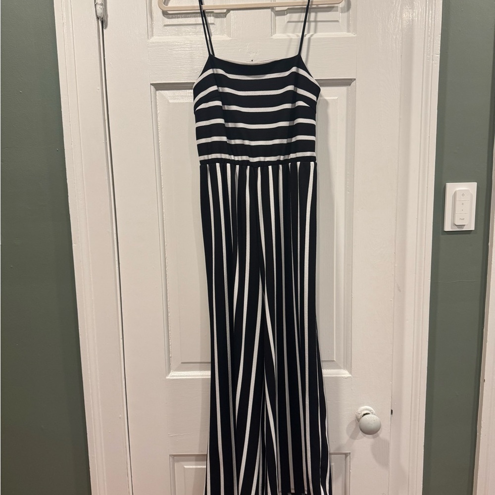 Black and White Striped Jumpsuit